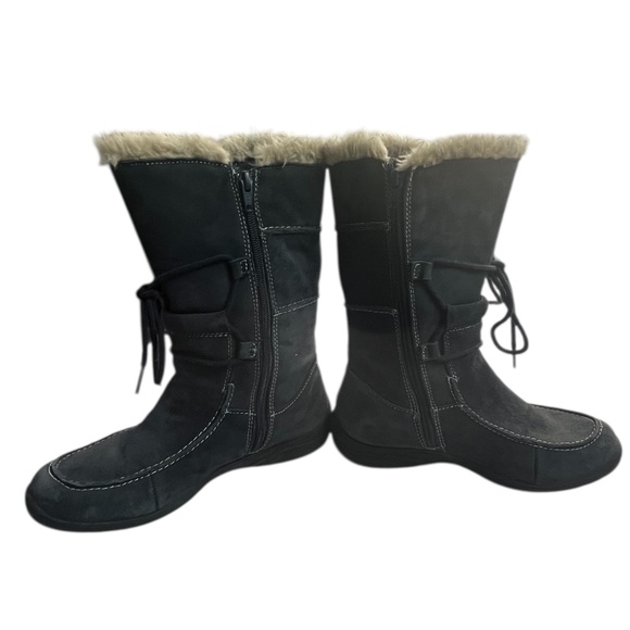 Earth Origins by Earth “Danielle” Black Suede Leather & Faux Fur Mid-Calf Boots - Picture 2 of 12